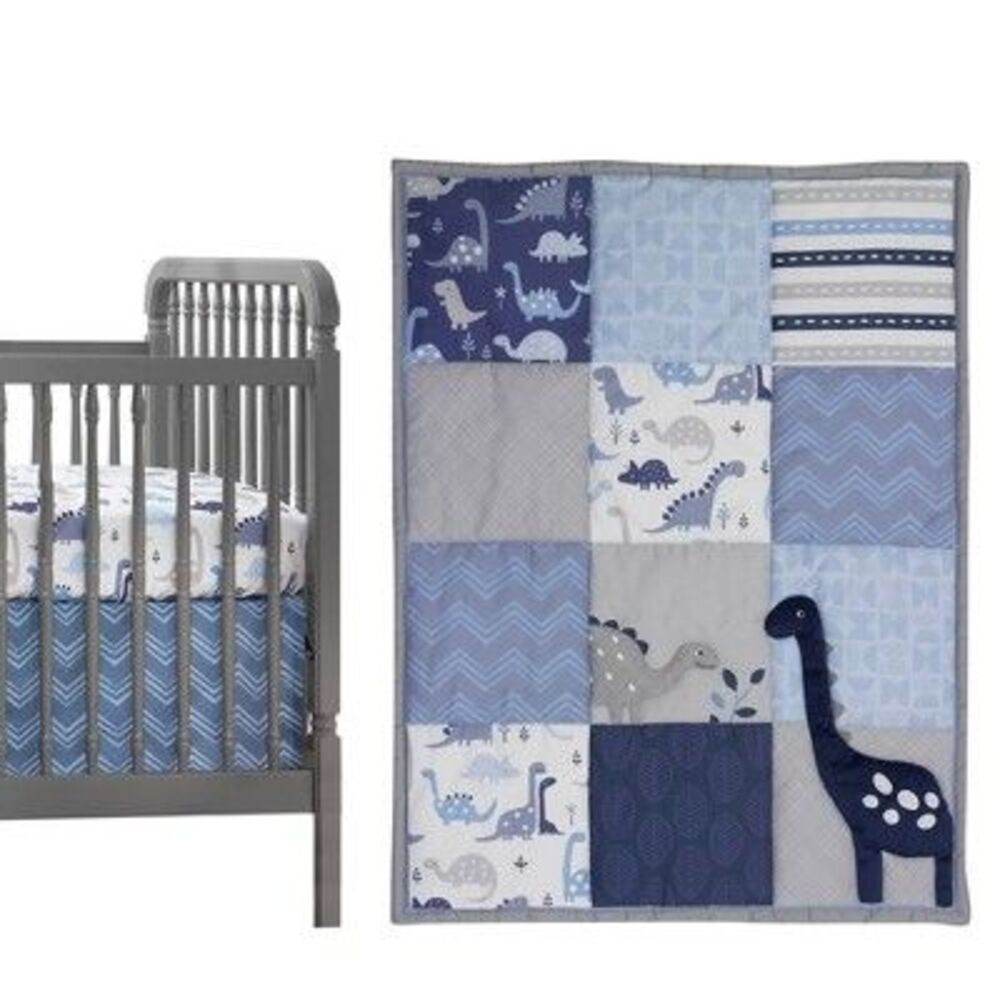 Lambs & Ivy Roar 3pc Embroidered Crib Bedding Set